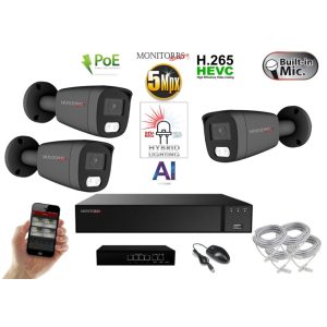 MS - AI Hybrid Light IP  kamerarendszer 3 kamerával switchel 5 Mpix GT - 6144k3B