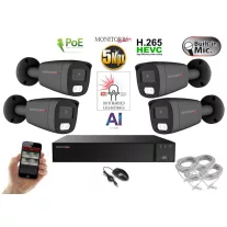   Monitorrs Security - AI Hybrid Light IP kamerarendszer 4 kamerával 5 Mpix GT - 6144k4