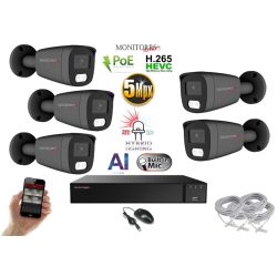   Monitorrs Security - AI Hybrid Light IP kamerarendszer 5 kamerával 5 Mpix GT - 6144k5