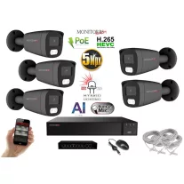   MS - AI Hybrid Light IP kamerarendszer 5 kamerával switchel 5 Mpix GT - 6144k5B