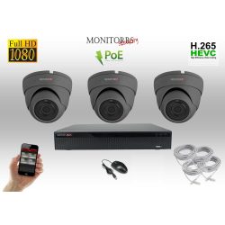   Monitorrs Security - IP Dóm kamerarendszer 3 kamerával 2 Mpix - 6169K3