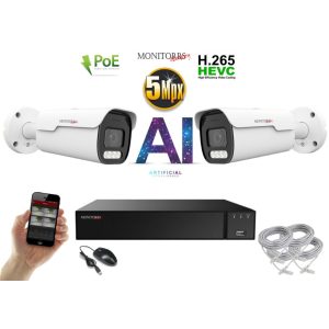 Monitorrs Security - AI IP park kamerarendszer 2 kamerával 5 Mpix - 6185K2