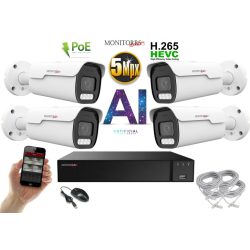   Monitorrs Security - AI IP park kamerarendszer 4 kamerával 5 Mpix - 6185K4
