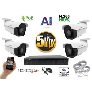 Monitorrs Security - AI IP park kamerarendszer 4 kamerával 5 Mpix - 6185K4