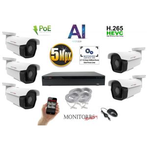 Monitorrs Security - AI IP park kamerarendszer 5 kamerával 5 Mpix - 6185K5
