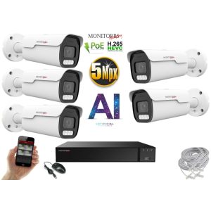 Monitorrs Security - AI IP park kamerarendszer 5 kamerával 5 Mpix - 6185K5