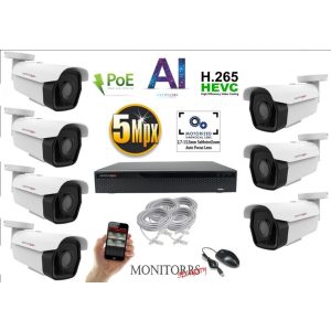 Monitorrs Security - AI IP park kamerarendszer 7 kamerával 5 Mpix - 6185K7
