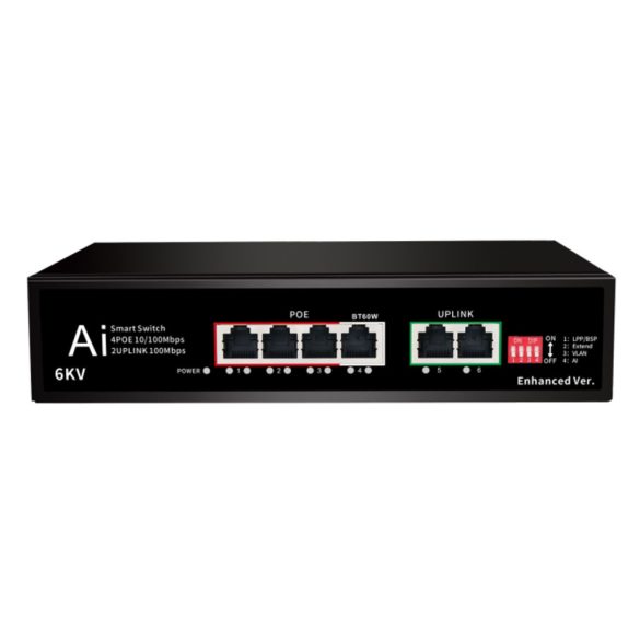 MS 1006B-A AI Hi-POE Switch 4x10/100Mbps Uplink:2x10/100Mbps, 60W - 6186