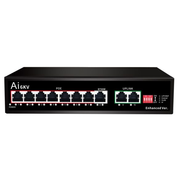 MS 1010B - A 8 Ports AI Hi-POE Switch 8x10/100Mbps Uplink:2x10/100Mbps 120W - 6187
