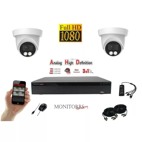 Monitorrs Security - AHD dóm kamerarendszer 2 kamerával 2 Mpix - 6196K2