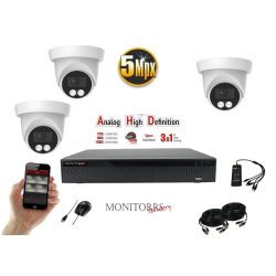   Monitorrs Security - AHD dóm kamerarendszer 3 kamerával 5 Mpix - 6197K3