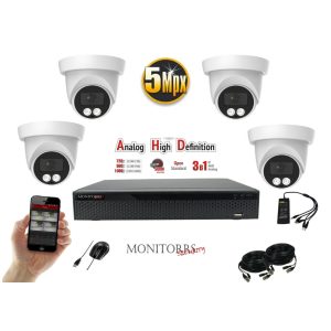 Monitorrs Security - AHD dóm kamerarendszer 4 kamerával 5 Mpix - 6197K4