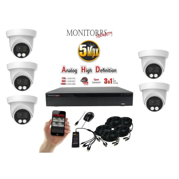 Monitorrs Security - AHD dóm kamerarendszer 5 kamerával 5 Mpix - 6197K5