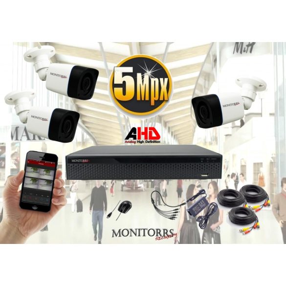 Monitorrs Security - AHD kamerarendszer 3 kamerával 5 Mpix - 6198K3