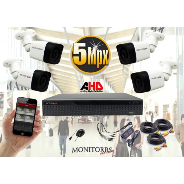 Monitorrs Security - AHD kamerarendszer 4 kamerával 5 Mpix - 6198K4