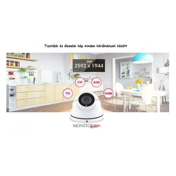 Monitorrs Security - AHD kamerarendszer 5 kamerával 5 Mpix - 6198K5