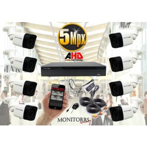 Monitorrs Security - AHD kamerarendszer 8 kamerával 5 Mpix - 6198K8