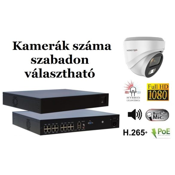 Monitorrs Security - Hybrid Light IP kamerarendszer 9-16 kamerával 2 Mpix WD - 6211K9-16