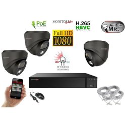   Monitorrs Security - Hybrid Light IP kamerarendszer 3 kamerával 2 Mpix GD - 6212K3