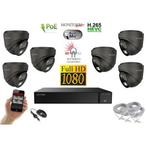 Monitorrs Security - Hybrid Light IP kamerarendszer 6 kamerával 2 Mpix GD - 6212K6
