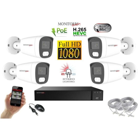 Monitorrs Security - Hybrid Light IP kamerarendszer 4 kamerával 2 Mpix WT - 6213K4