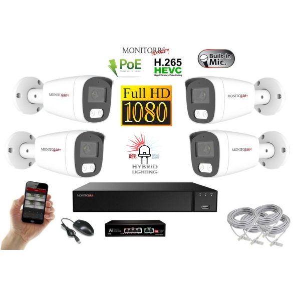 MS - Hybrid Light IP kamerarendszer 4 kamerával switchel 2 Mpix WT - 6213K4B