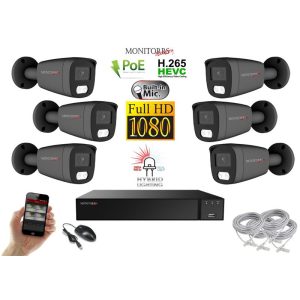 Monitorrs Security - Hybrid Light IP kamerarendszer 6 kamerával 2 Mpix GT - 6214K6
