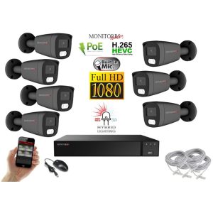 Monitorrs Security - Hybrid Light IP kamerarendszer 7 kamerával 2 Mpix GT - 6214K7