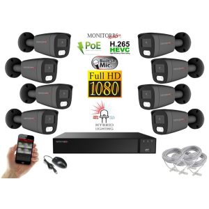 Monitorrs Security - Hybrid Light IP kamerarendszer 8 kamerával 2 Mpix GT - 6214K8