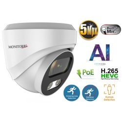   Monitorrs Security - AI IP Dóm kamera mikrofonnal 5 Mpix WD - 6370A
