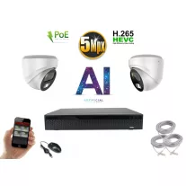  Monitorrs Security - AI IP Dóm  kamerarendszer 2 kamerával 5 Mpix WD - 6370K2