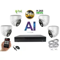   Monitorrs Security - AI IP Dóm  kamerarendszer 4 kamerával 5 Mpix WD - 6370K4