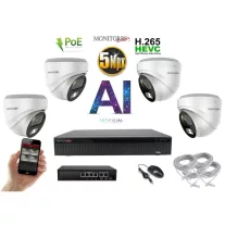   MS - AI IP Dóm  kamerarendszer 4 kamerával switchel 5 Mpix WD - 6370K4B