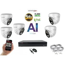   Monitorrs Security - AI IP Dóm  kamerarendszer 5 kamerával 5 Mpix WD - 6370K5