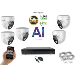   MS - AI IP Dóm  kamerarendszer 5 kamerával switchel 5 Mpix WD - 6370K5B