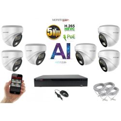   Monitorrs Security - AI IP Dóm  kamerarendszer 6 kamerával 5 Mpix WD - 6370K6