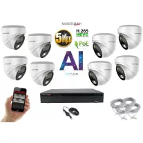   Monitorrs Security - AI IP Dóm  kamerarendszer 8 kamerával 5 Mpix WD - 6370K8