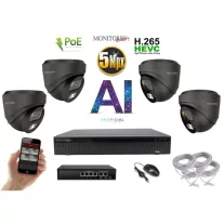   MS - AI IP Dóm  kamerarendszer 4 kamerával switchel 5 Mpix GD - 6371K4B