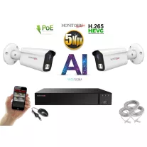   Monitorrs Security - AI IP kamerarendszer 2 kamerával 5 Mpix WT - 6372K2