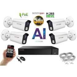   Monitorrs Security - AI IP kamerarendszer 4 kamerával 5 Mpix WT - 6372K4