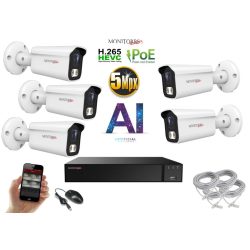   Monitorrs Security - AI IP kamerarendszer 5 kamerával 5 Mpix WT - 6372K5