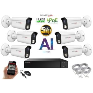 Monitorrs Security - AI IP kamerarendszer 6 kamerával 5 Mpix WT - 6372K6