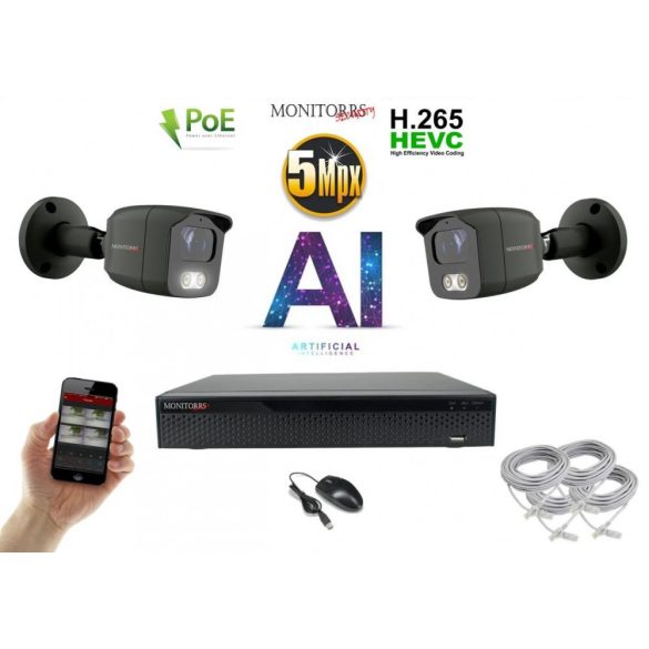 Monitorrs Security - AI IP kamerarendszer 2 kamerával 5 Mpix GT - 6373K2