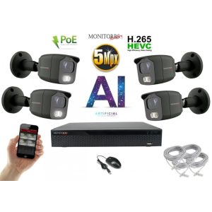 Monitorrs Security - AI IP kamerarendszer 4 kamerával 5 Mpix GT - 6373K4