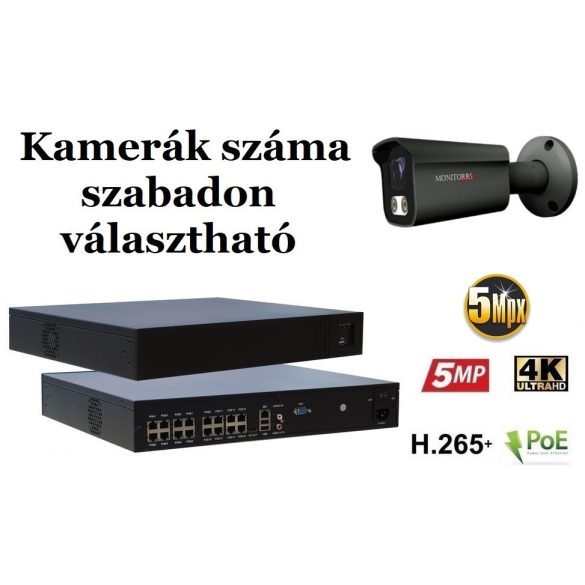 Monitorrs Security - AI IP kamerarendszer 9-16 kamerával 5 Mpix GT - 6373K9-16