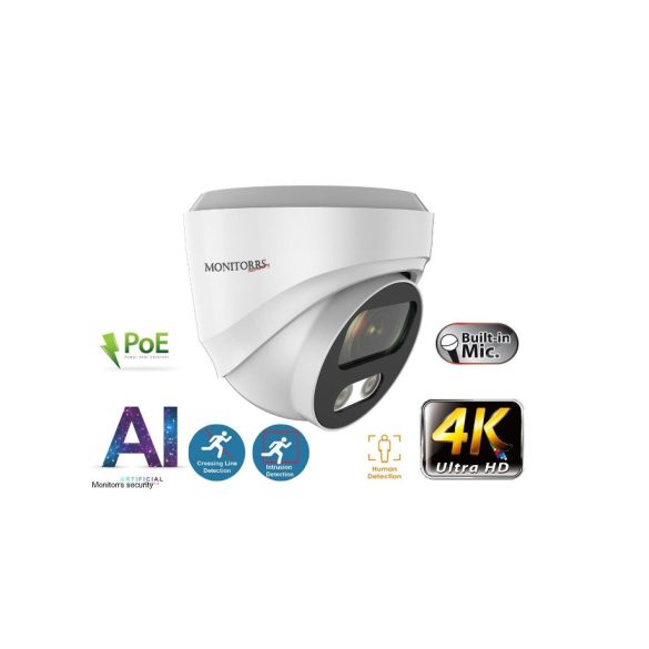 Monitorrs Security - 4K AI IP dóm kamera mikrofonnal - 6376