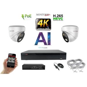 MS - 4K AI IP kamerarendszer 2 kamerával switchel 8 Mpix WD - 6376K2B