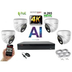   Monitorrs Security - 4K AI IP kamerarendszer 4 kamerával 8 Mpix WD - 6376K4