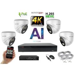   MS - 4K AI IP kamerarendszer 4 kamerával switchel 8 Mpix WD - 6376K4B