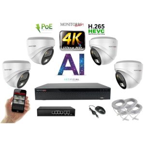 MS - 4K AI IP kamerarendszer 4 kamerával switchel 8 Mpix WD - 6376K4B